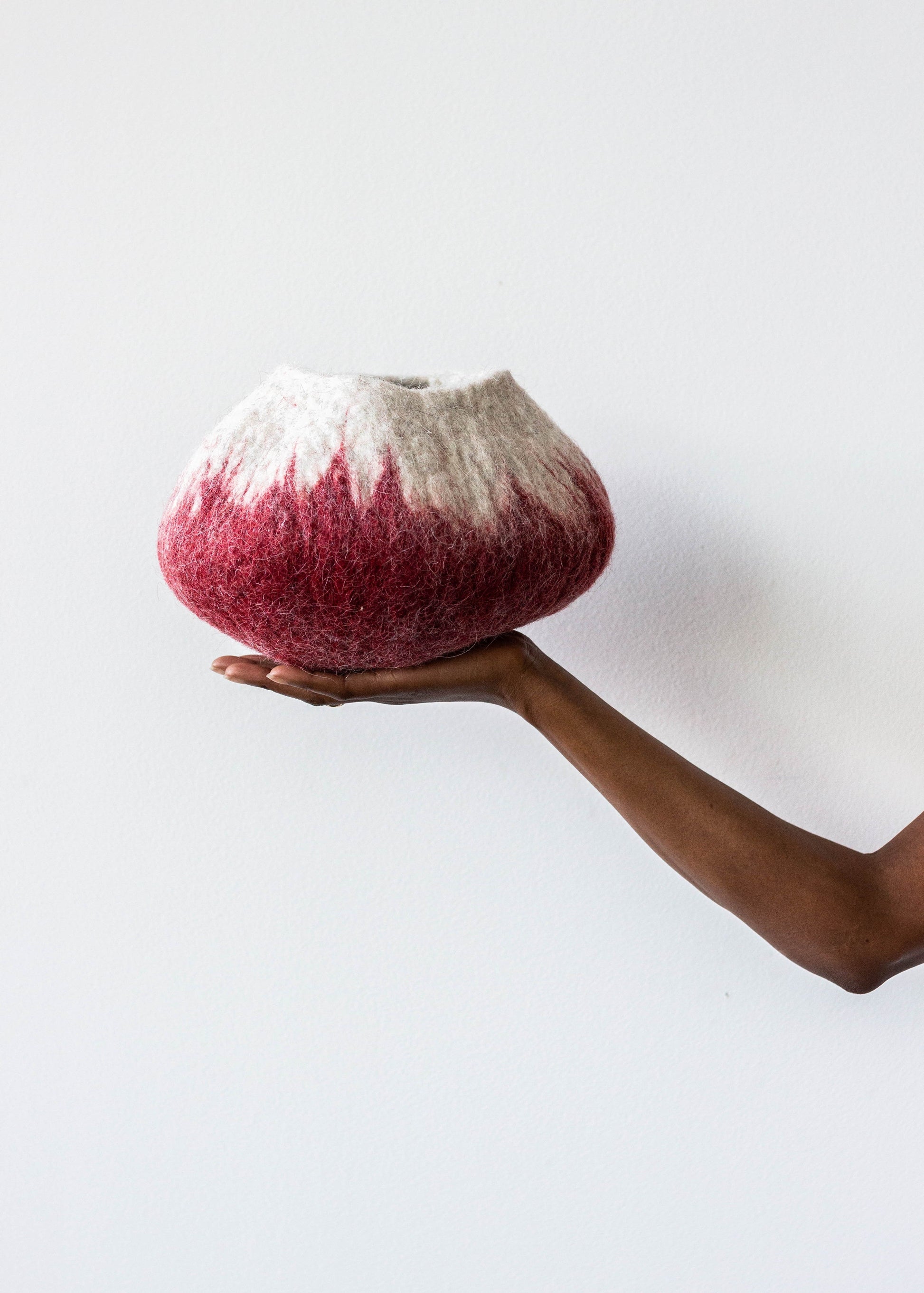 Berry Red Ombre Decorative Wool Ukhamba Bowl - The Leafy Branch