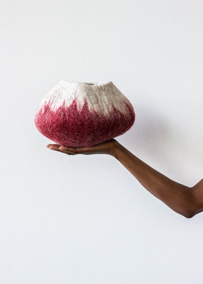Berry Red Ombre Decorative Wool Ukhamba Bowl - The Leafy Branch