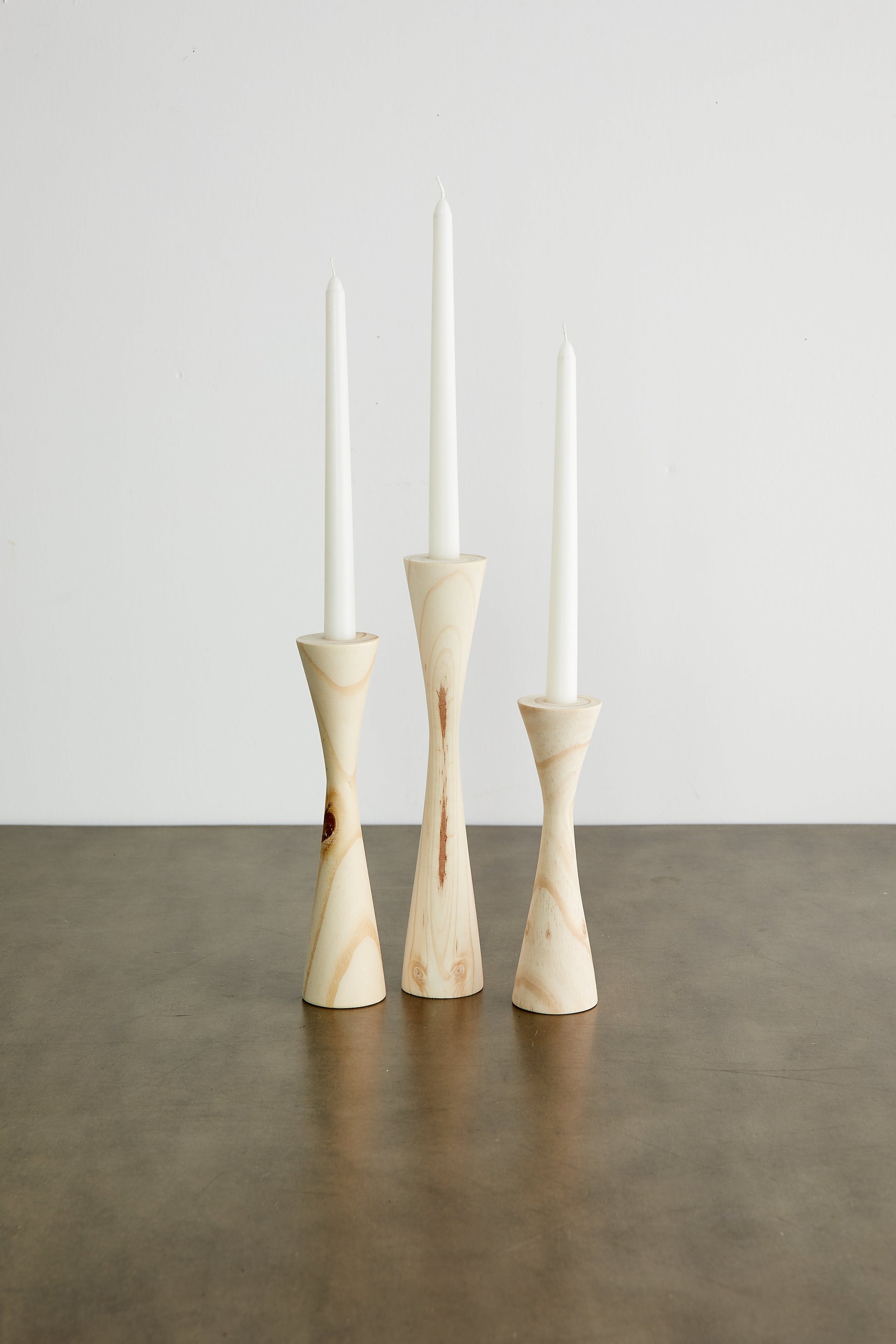 Geo Tapered Wooden Candlestick Holder - The Leafy Branch