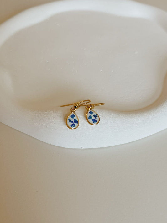 Wildflower Gold Dangle Earrings Small Pendant