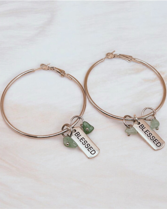 Blessed Hoop Earrings- blue