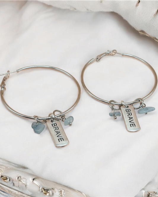 Brave Hoop Earrings- blue