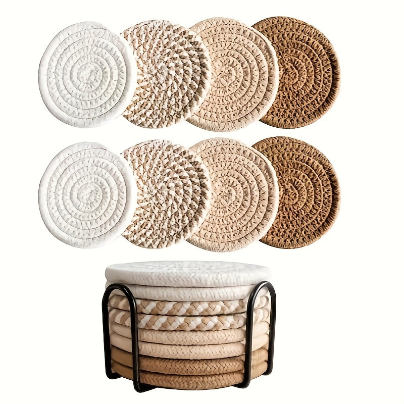 Natural Jute Coaster & Iron Holder Set - The Leafy Branch