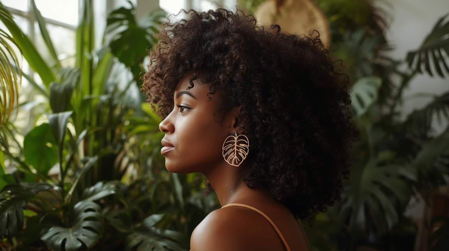 Rose Golden Monstera Earrings