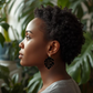 Monstera Earrings- Black