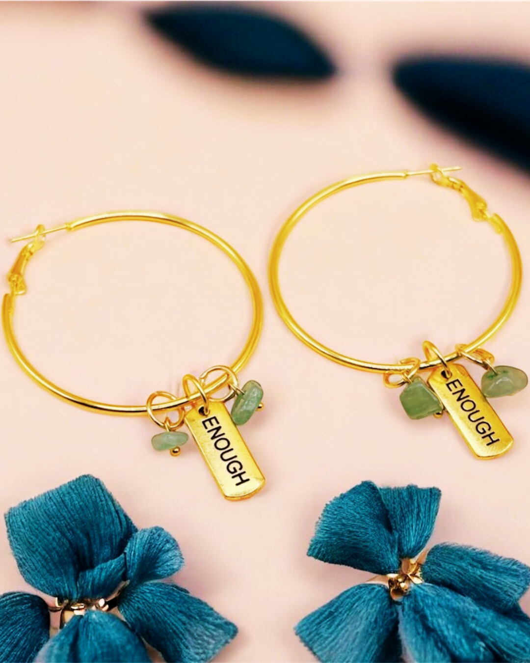 Enough Gold Hoop Earrings- blue