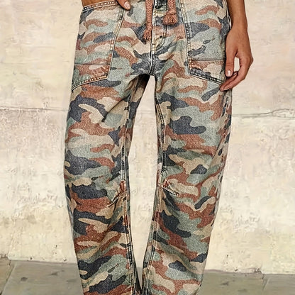 Chloe Camo Washed Denim Cargo Pants