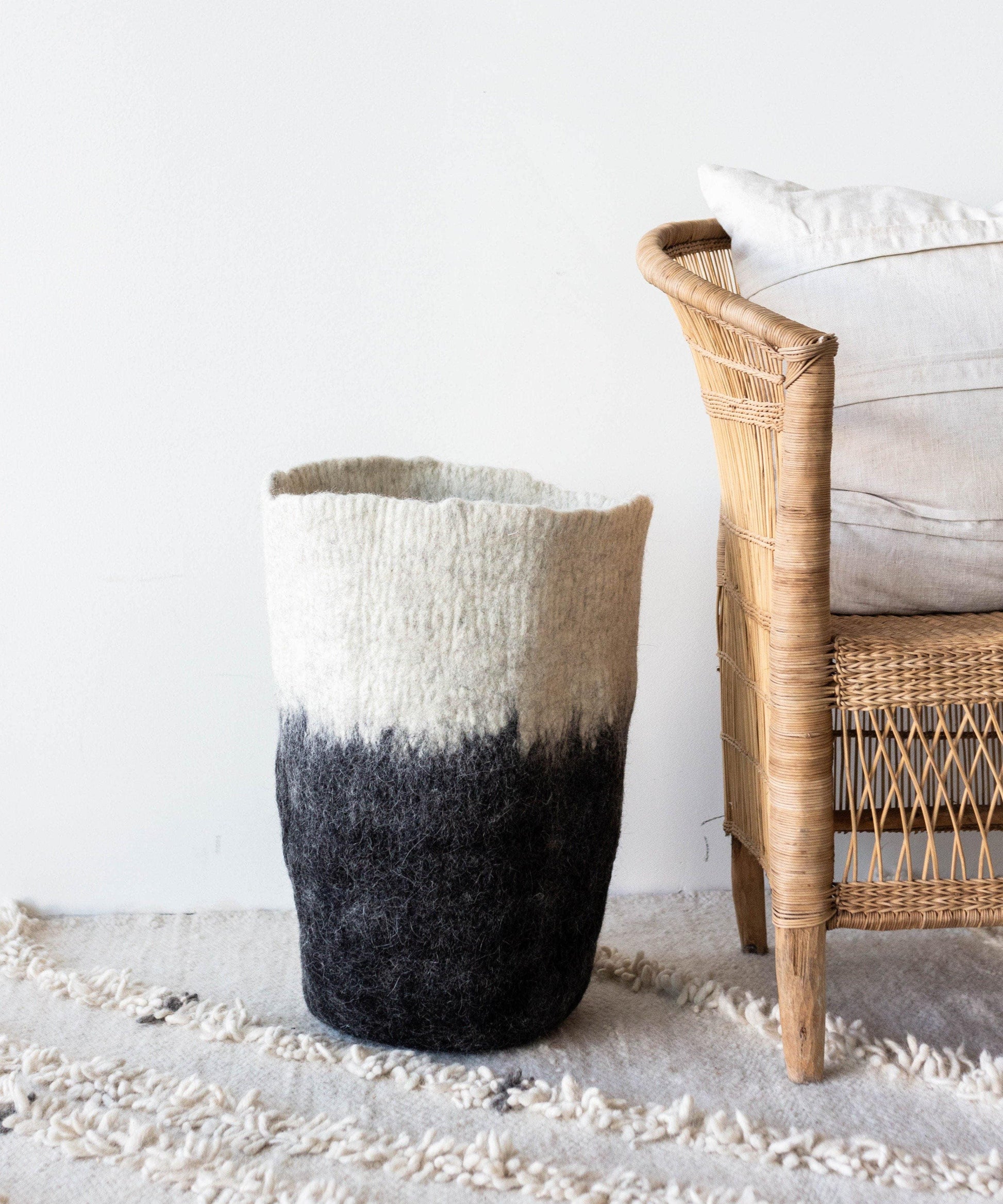 Eclipse Black & White Wool Floor Vase - The Leafy Branch