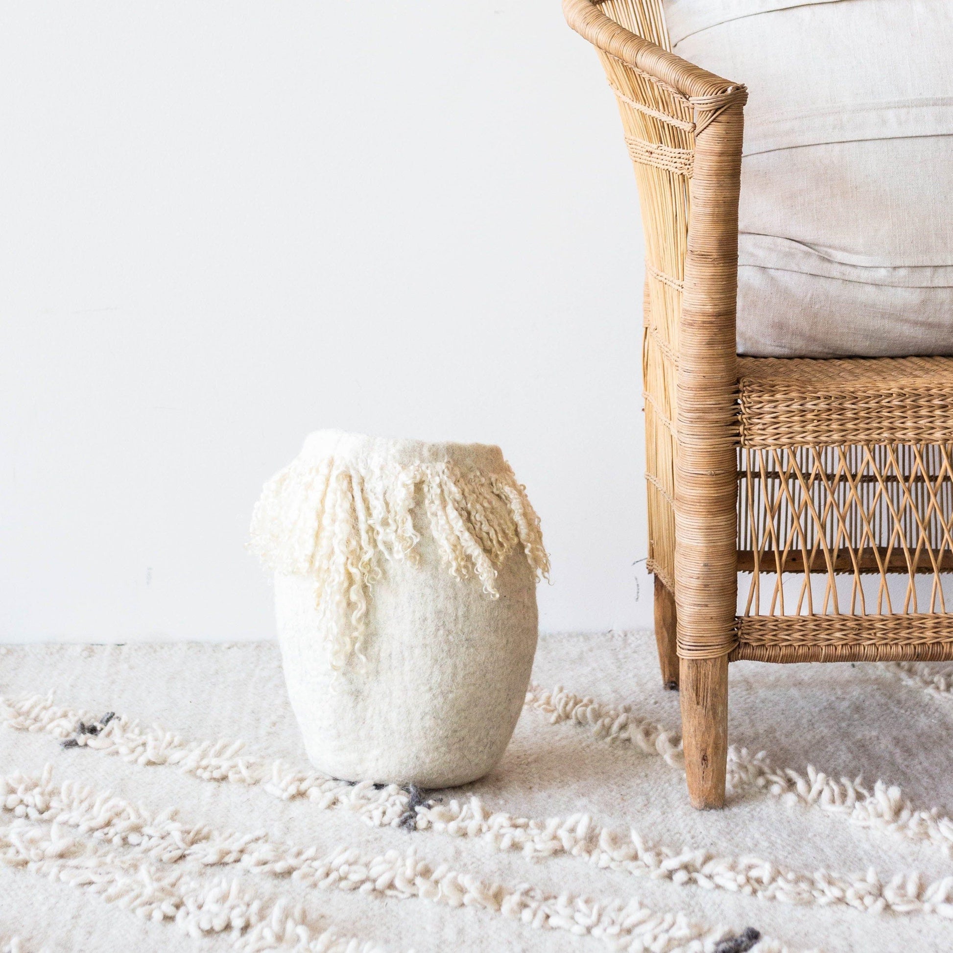 Fringed Skirt Mohair Decorative Wool Basket - The Leafy Branch