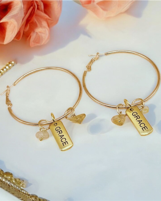 Grace Gold Hoop Earrings- yellow