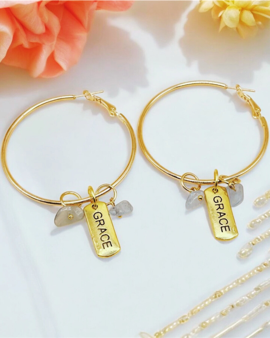 Grace Gold Hoop Earrings- blue