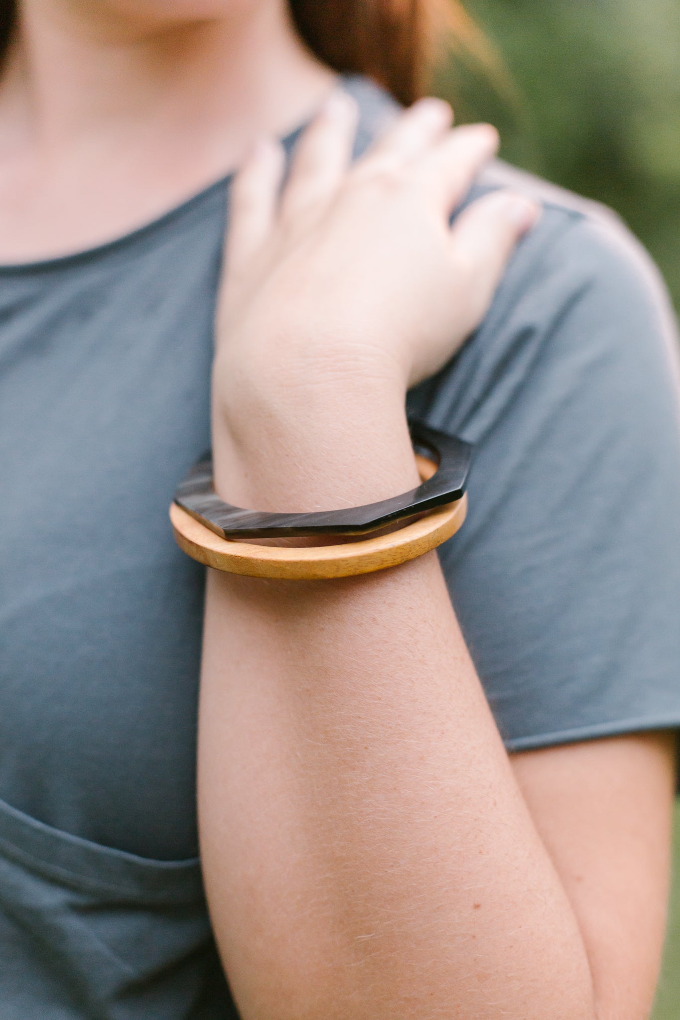 Wood and Horn Bracelet Set - The Leafy Branch