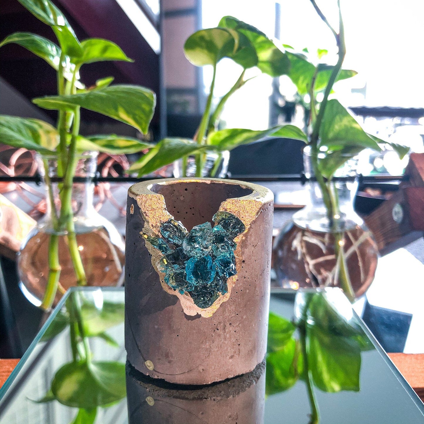 Crystal & Concrete Air Plant Pot Set