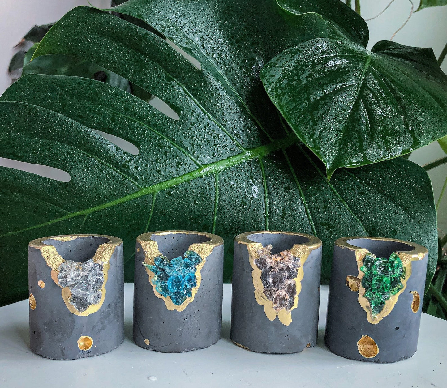 Crystal & Concrete Air Plant Pot Set