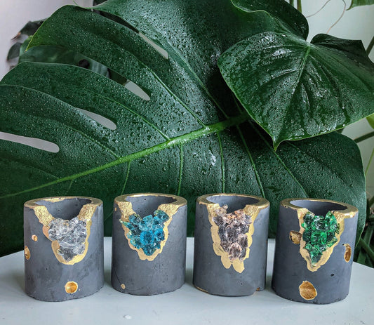 Crystal & Concrete Air Plant Pot Set