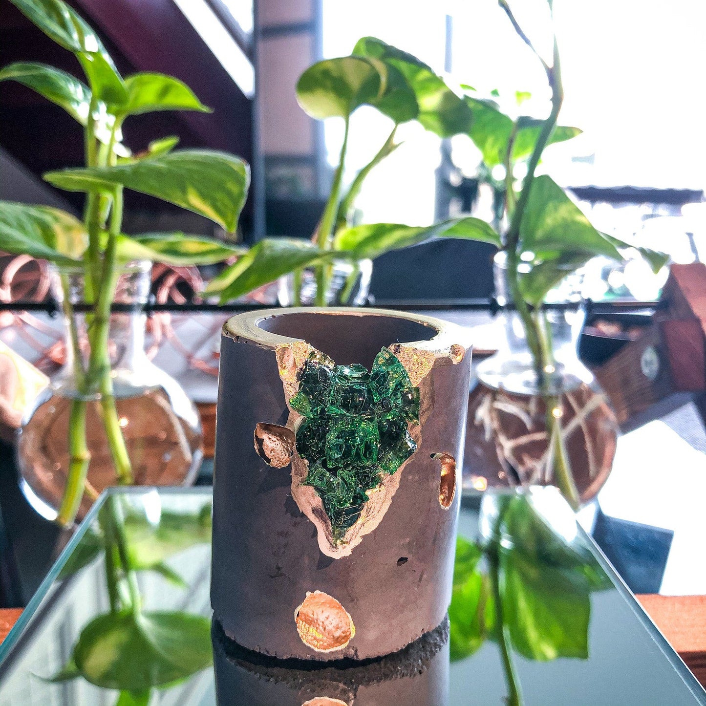 Crystal & Concrete Air Plant Pot Set