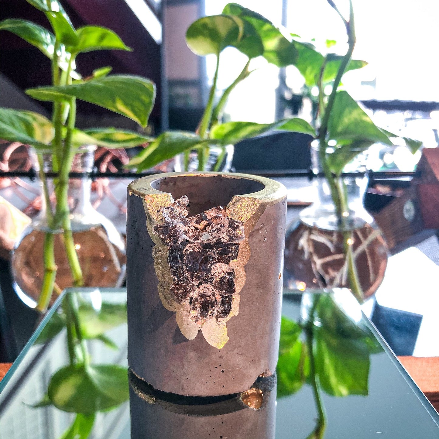 Crystal & Concrete Air Plant Pot Set