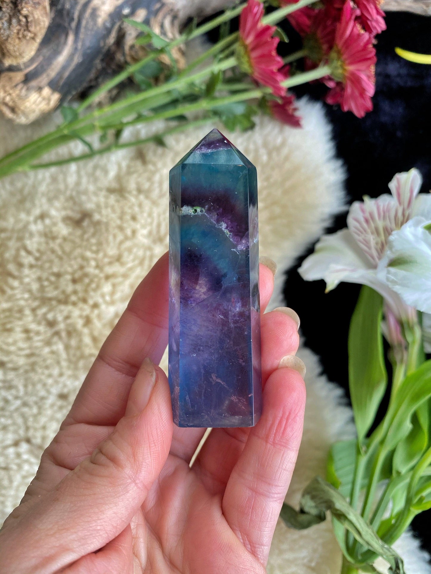 Rainbow Fluorite Wands - Towers - The Leafy Branch
