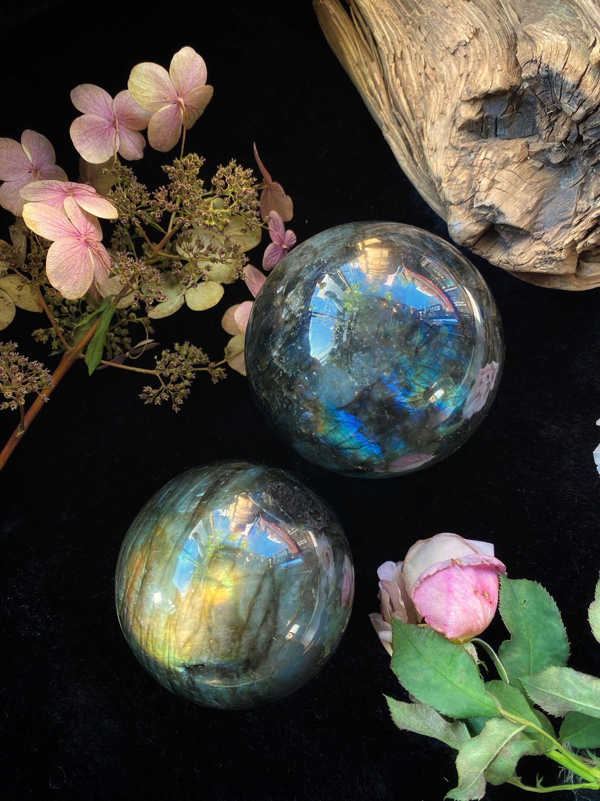 Labradorite Crystal Sphere - Med - XL Scrying Balls - The Leafy Branch