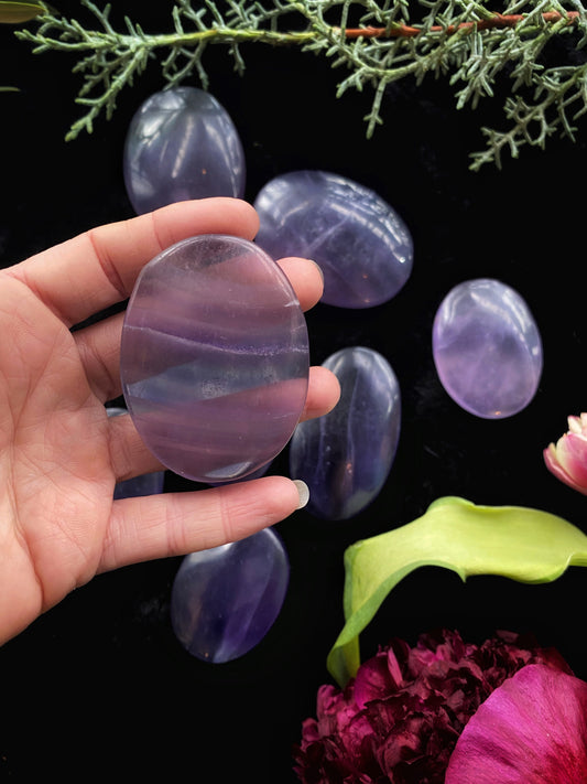 Purple Fluorite Palm Stone - The Leafy Branch