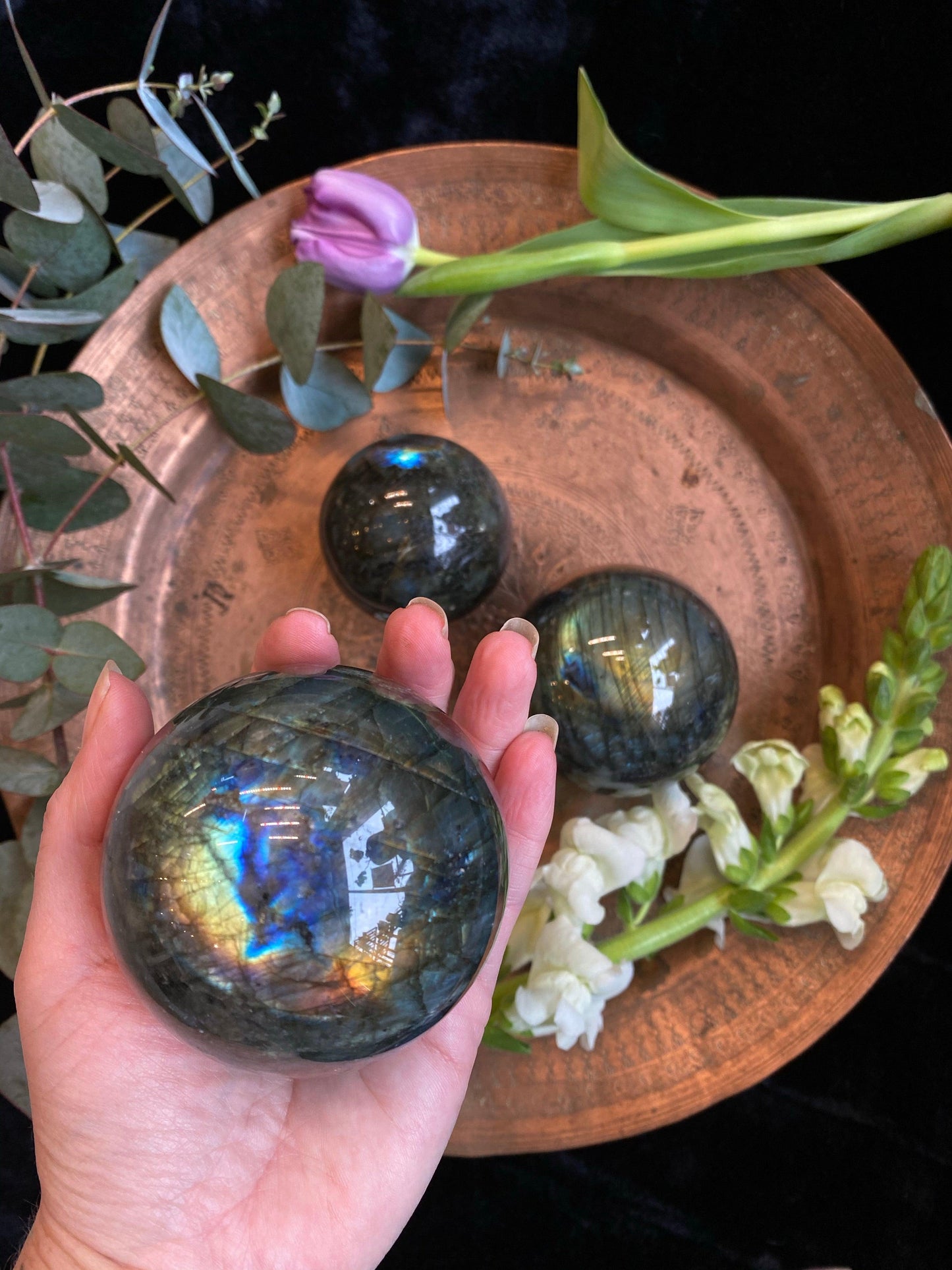 Labradorite Crystal Sphere - Med - XL Scrying Balls - The Leafy Branch