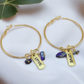 Love Gold Hoop Earrings- Blue