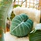 Philodendron Gloriosum Leaf Pillow - Moody Green
