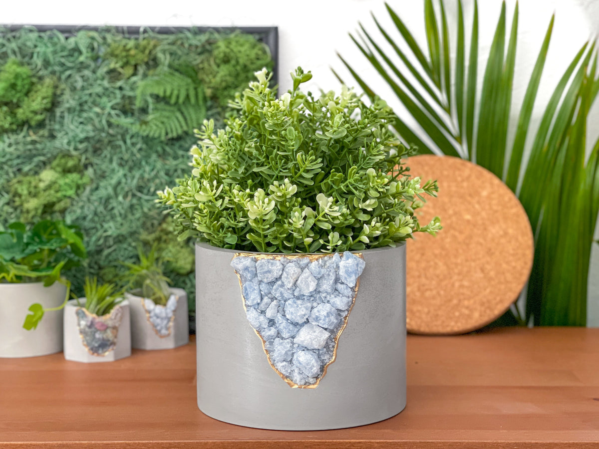 BLUE CALCITE PLANTER- 6in