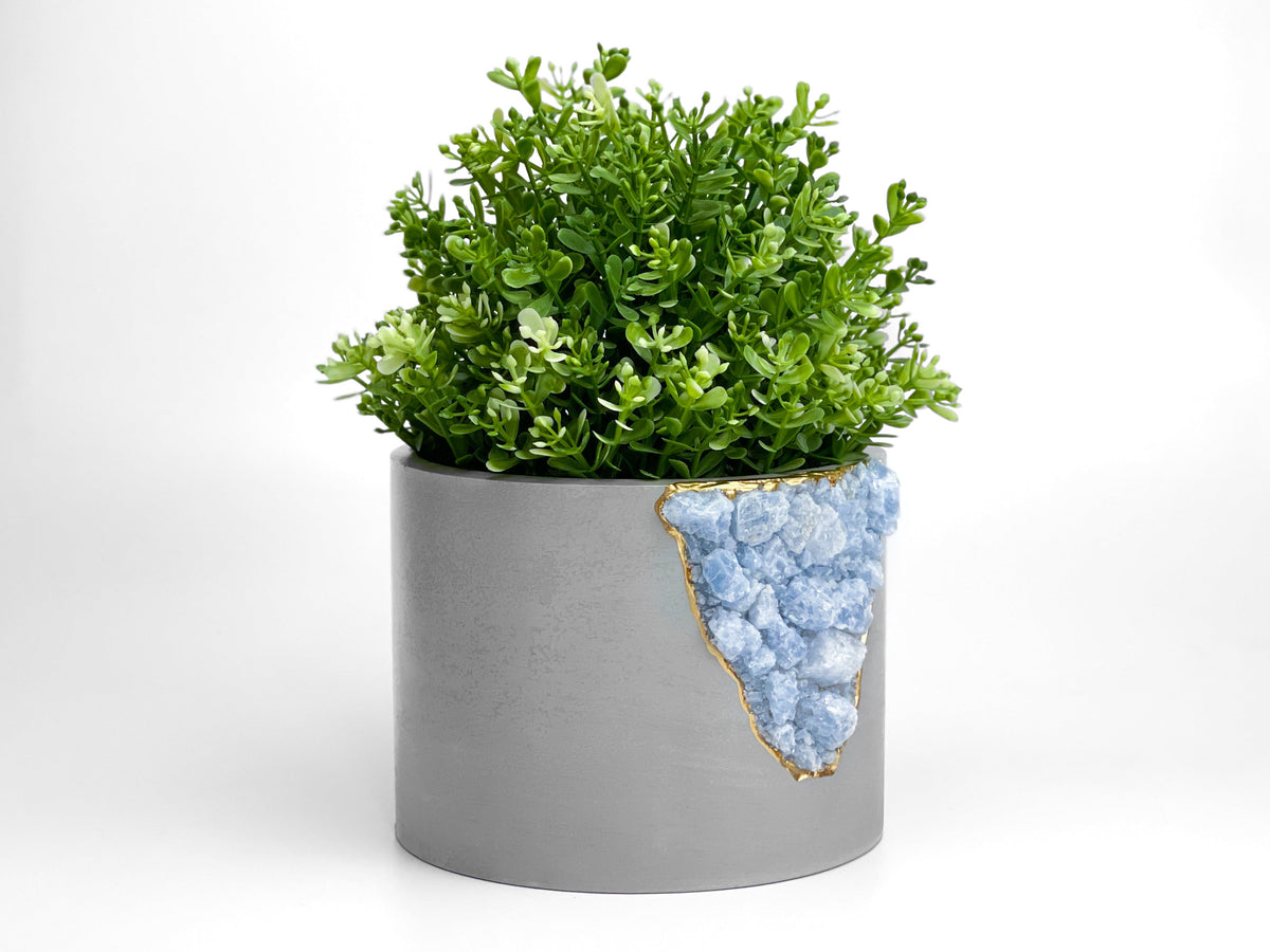 BLUE CALCITE PLANTER- 6in