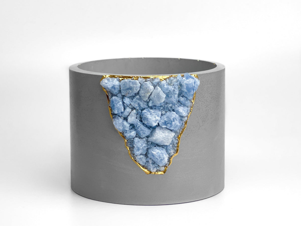 BLUE CALCITE PLANTER- 6in