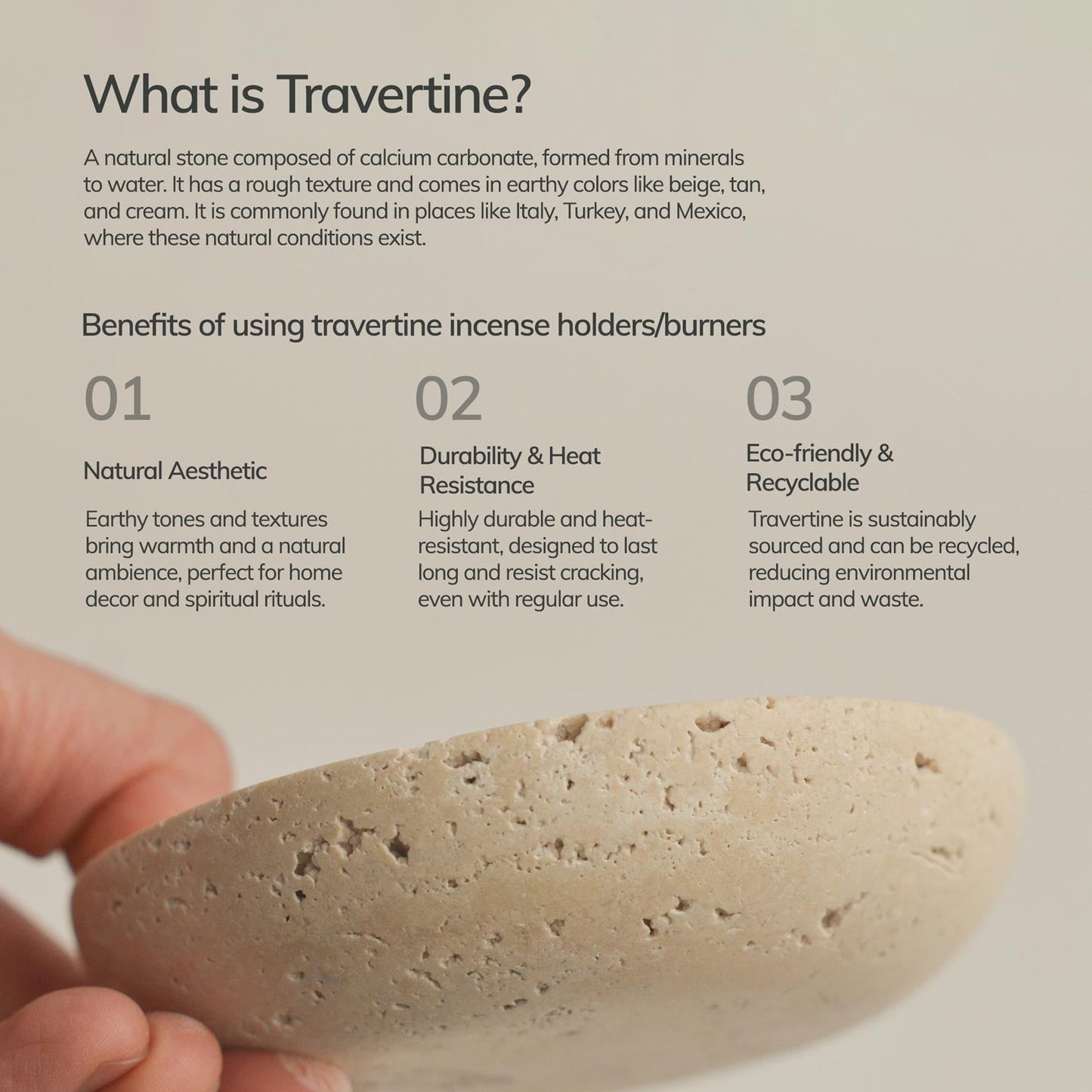 Travertine Incense Holder Plate