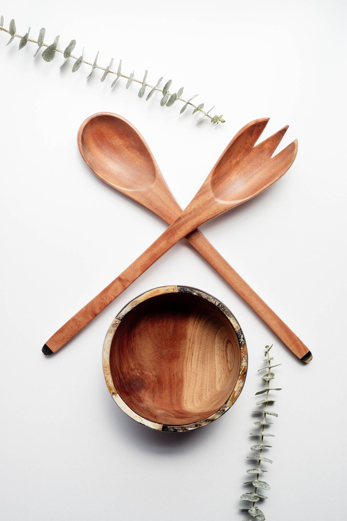 Wooden Bowl with Horn Rim - The Leafy Branch