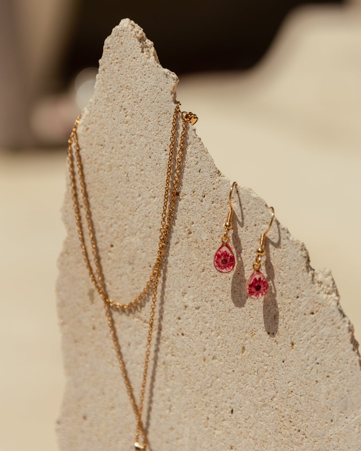 Wildflower Gold Dangle Earrings Large Pendant