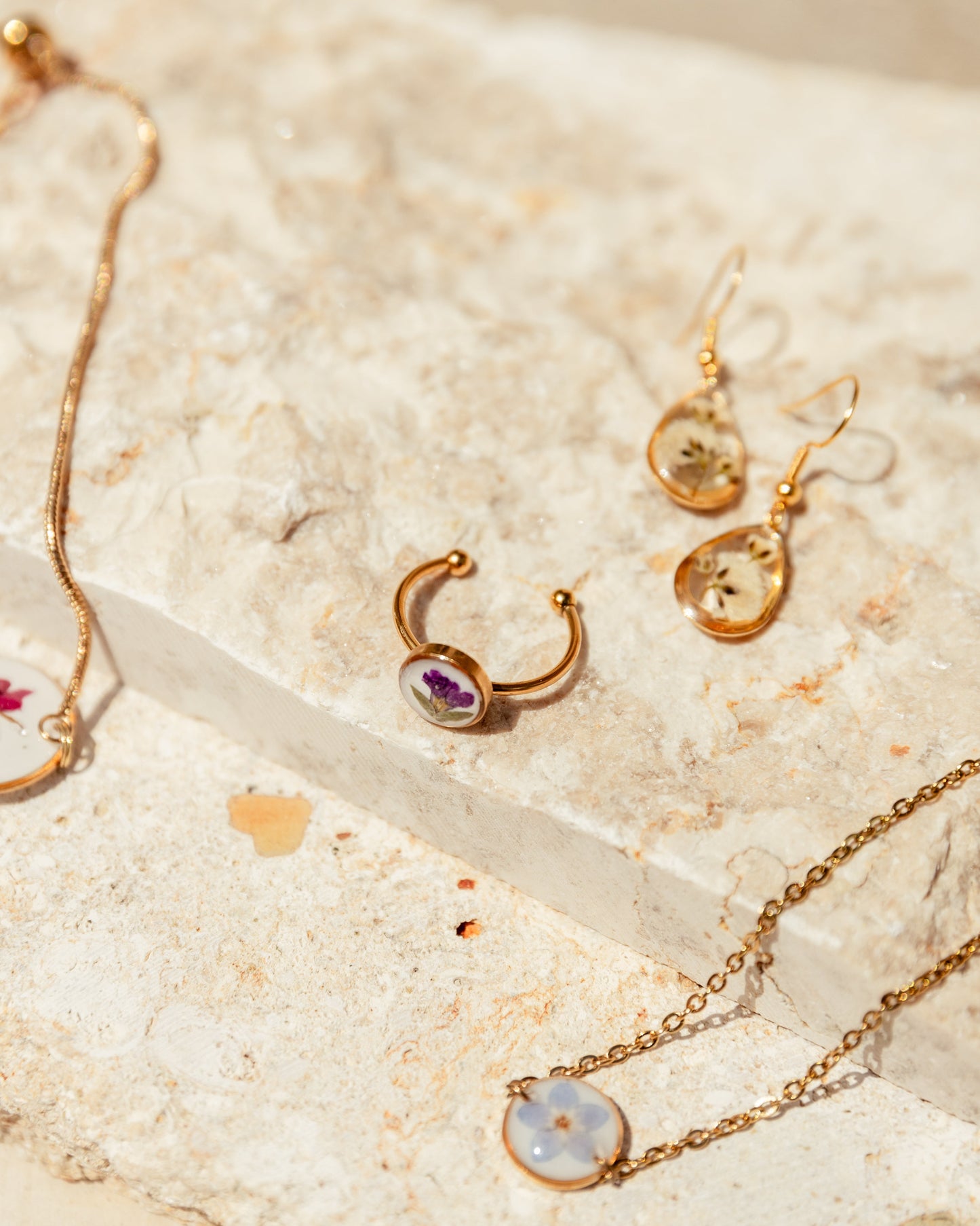 Wildflower Gold Dangle Earrings Large Pendant