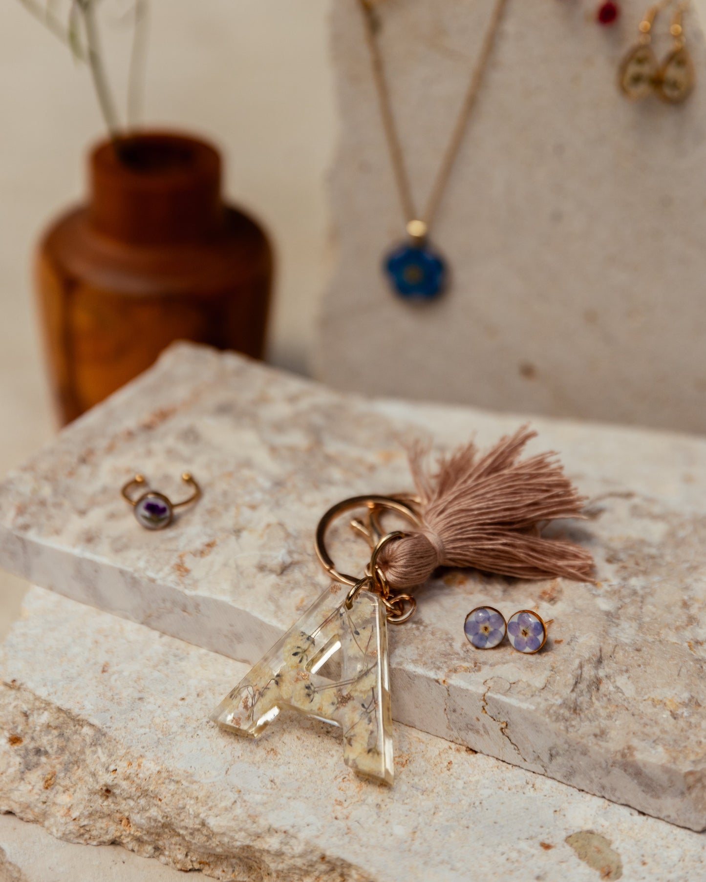 Wildflower Letter Keychain