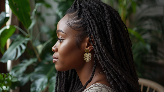 Monstera Handmade Clay Earrings- White